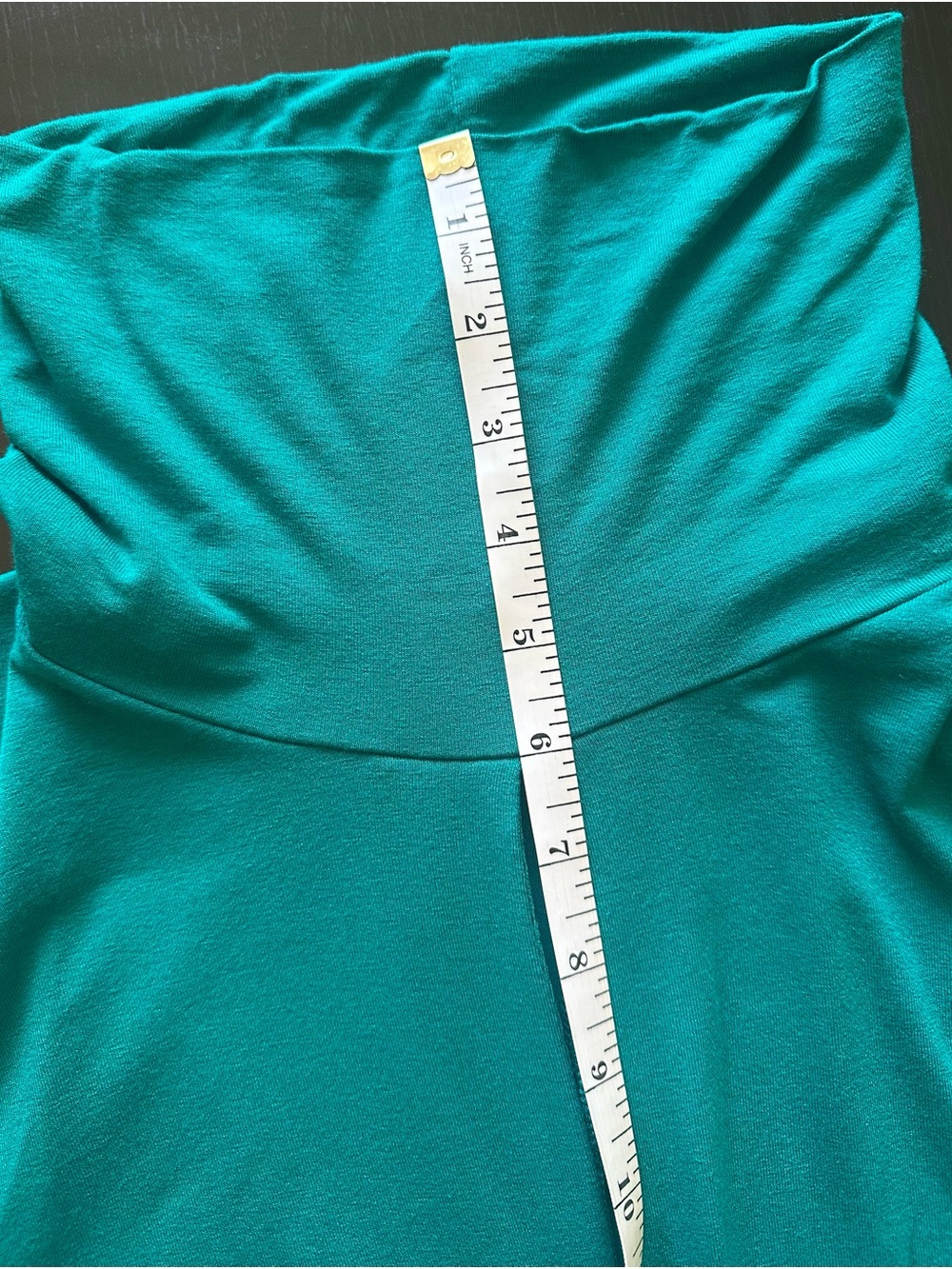 New York & Company Teal Turtleneck Draped Ruched Long-Sleeve Top - Picture 8 of 12